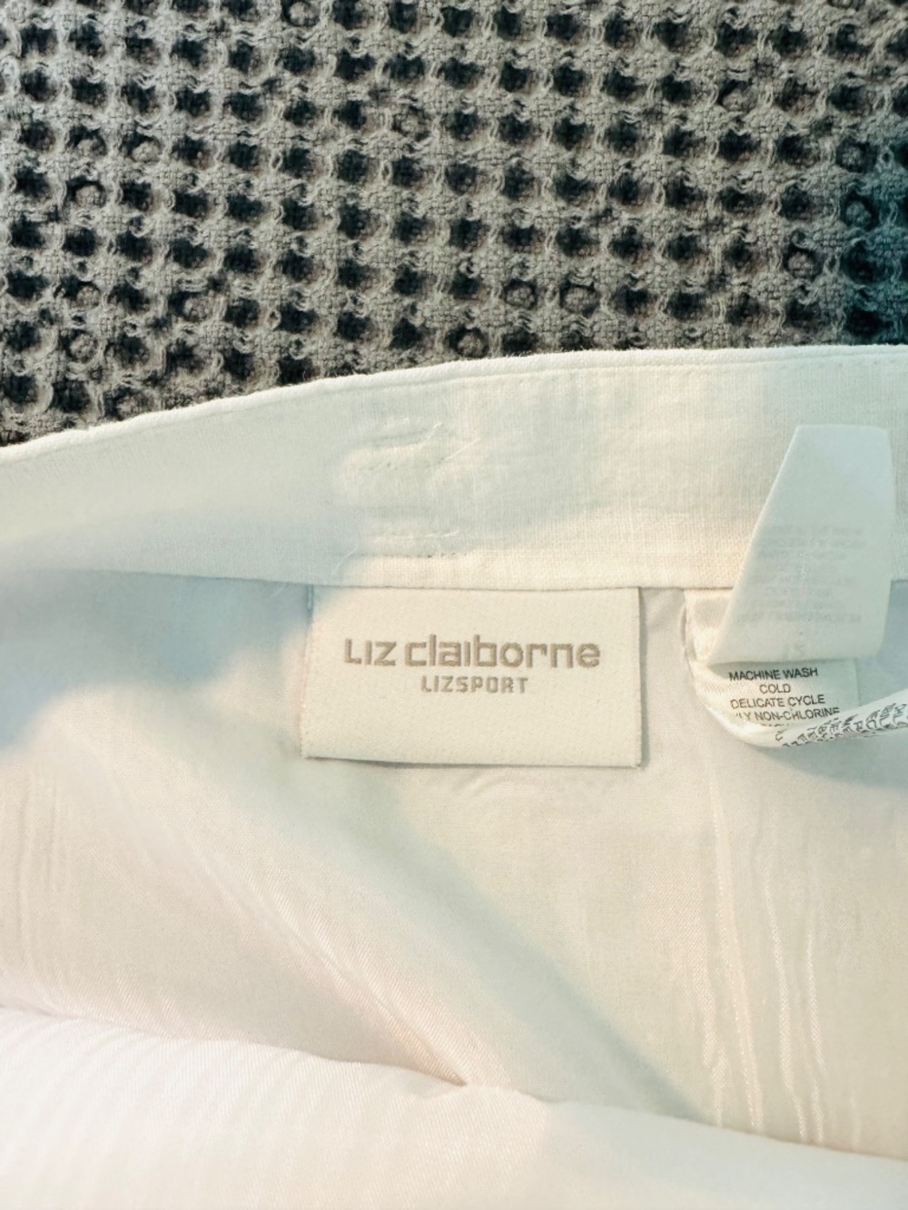 Liz Claiborne Liz Sport Linen Wrap Skirt 12 Lined White Coastal Beach Vintage - Picture 4 of 9